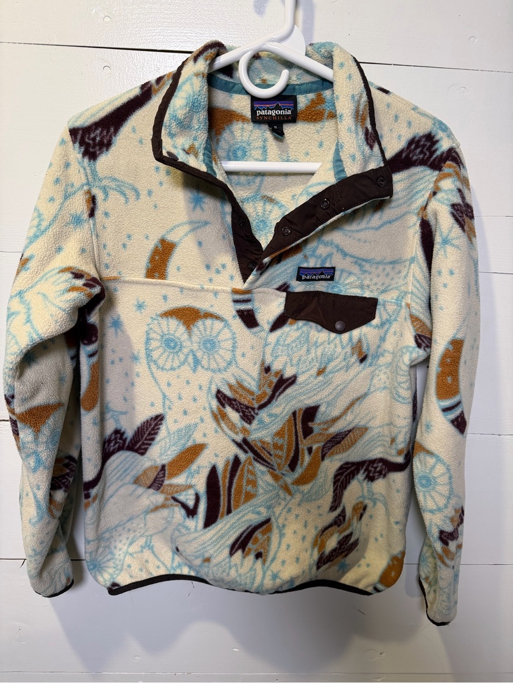 Patagonia Synchilla Snap Fleece Pullover Medium Owl Print